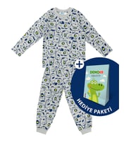 Süper Dino Erkek Bebek Gri Pijama Takımı