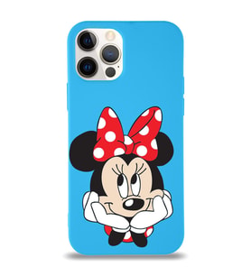 Apple iPhone 12 Pro Max  Lansman Kılıf Minnie Mouse Tasarımlı Altı Kapalı İçi Kadife Kaplı  Kapak (Şeffaf)