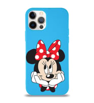 Apple iPhone 12 Pro Max  Lansman Kılıf Minnie Mouse Tasarımlı Altı Kapalı İçi Kadife Kaplı  Kapak (Şeffaf)