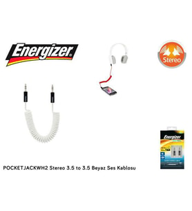 Energizer POCKETJACWH2 Stereo 3.5 to 3.5 Beyaz Ses Kablosu