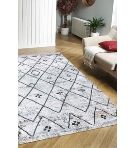 VALENCIA 1508 Geometrik Desenli Kaymaz Taban Yıkanabilir Modern Halı Kilim