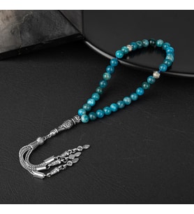 Mavi Apatit Doğal Taş Tesbih 33lük - 6mm (Çok Renkli)