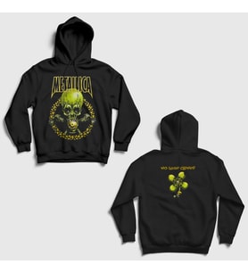 Presmono Unisex Siyah Metallica No Leaf Clover Sırt Baskılı Kapüşonlu Sweatshirt 523377tt