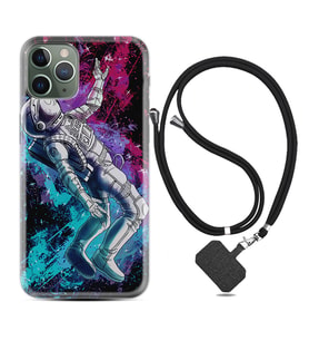 Apple iPhone 11 12 13 14 Pro Max Kılıf Boyun Askılı Silikon Astronot Signs 1753