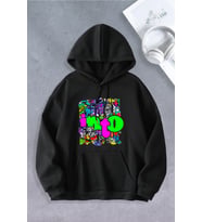Unisex Kadın Erkek Still Desenli Baskılı Oversize Sweatshirt 2 İPLİK (Siyah)