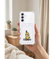 Samsung Galaxy A56 Boş Yapma Muz Detaylı Kart Bölmeli Şeffaf Telefon Kılıfı - GLST9157-5991