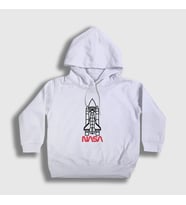 Presmono Unisex Çocuk Beyaz Rocket V2 Nasa Space Uzay Kapüşonlu Sweatshirt 369477tt (Beyaz)