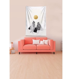 Beyaz Güneşin Doğuşu Sunset Leke Tutmaz Kadife Kumaş Duvar Örtüsü Duvar Halısı Tapestry