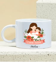 Anneler Gününe Özel Canım Annem Tasarımlı Porselen Kupa Nescafe Fincanı