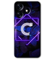 Tecno Spark 10 Pro Kılıf HD Desen Baskılı Kılıf - Dark Neon Yaprak C Harfi
