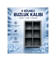 6'lı Silikon Küp Buz KalıbıDev Buz Küpleri İçin Esnek ve Dayanıklı Buz Yapma Kalıbı İçecek