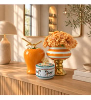 Dekoratif Obje Salon Seti HERM Desen Kutu Soft Sarı Zebra Ayaklı Saksı Soft Sarı Şah Gold