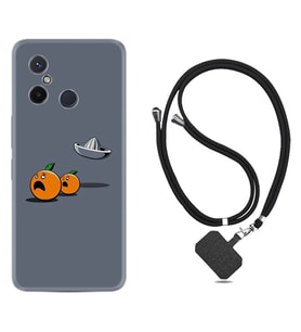 Xiaomi Redmi 12C Kılıf Resimli Boyun Askılı İpli Desenli Silikon Orange Escape 1374