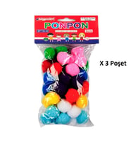Bigpoint Ponpon 3 cm 10 Renk / 50'li Poşet x 3 Poşet