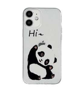 Iphone 12 Uyumlu Sevimli Panda Desenli Şeffaf Telefon Kılıfı