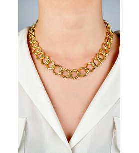 Ezme Model Baklava Zincir Kolye - Gold