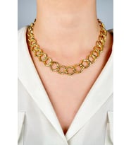 Ezme Model Baklava Zincir Kolye - Gold