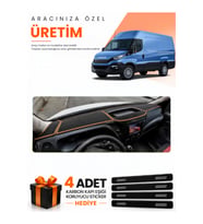 IVECO DAILY (2015-2021) Uyumlu Torpido Koruma Örtüsü Oto Kılıfı - Siyah Kahverengi