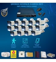 Qromax 14 Kameralı Set - Gece Renkli Gösteren Hareket Algılayan 5 Mp Sony Lensli 1080p Full Hd Güvenlik Kamerası Seti 3404w