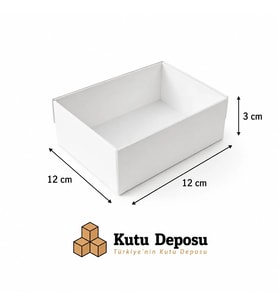 12x12x3 cm Asetat Kapaklı Takı Kutusu-Beyaz (DEMONTE) (50 ADET)