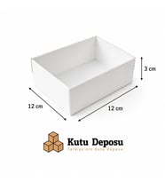 12x12x3 cm Asetat Kapaklı Takı Kutusu-Beyaz (DEMONTE) (50 ADET)