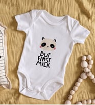 BK Kids But First Milk Tasarımlı Bebek Body Zıbın - Model 1