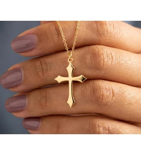 Kişiye Özel 925 Ayar Gümüş Tasarım Haç Model Kolye (Gold)