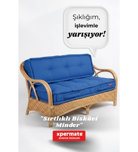 Bisküvi Yer Minderi 60x120 Kalın Palet Balkon Petek Önü Fermuarlı Minder ( Mavi )