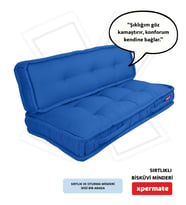 XPERMATE Bisküvi Minder Petek Önü Palet Üstü Minderi Fransız Minder Bank ve Bahçe Minderi 60X120x14 cm (Mavi)