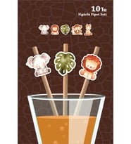 Safari Pastel Temalı 10'lu Figürlü Pipet Seti
