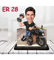 Kişiye Özel Ahşap Biblo - Motor Kullanan Erkek Karikatür Biblo 13