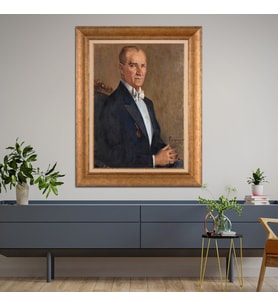Altın Paspartulu Atatürk  Çerçeveli Tablo C145 (Gold)