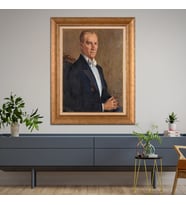 Altın Paspartulu Atatürk  Çerçeveli Tablo C145 (Gold)