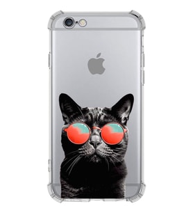 PrintiFy Apple iPhone 6S Plus Uyumlu Kedi 3 Baskılı Şeffaf Köşe Korumalı Antişok Kılıf