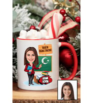 Kadın Tarih Öğretmenine Hediye Karikatürlü Kırmızı Kupa Bardak
