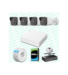 Provzen Hikvision 4 Kameralı IP 1080P Mikrofonlu Güvenlik Kamerası Olay Anında bildirim