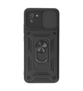 Samsung Galaxy A03 Kılıf Pars Lens Yüzüklü Silikon - Siyah