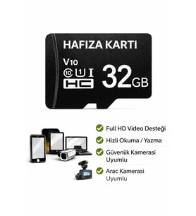32GB Hafıza Kartı Araç ve Güvenlik Kamerası Video Kayıt Class 10 100MB/s Micro SD Kart