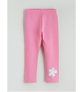 LCW ECO Pembe Beli Lastikli Baskılı Kız Çocuk Tayt