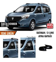 Dacia Dokker Uyumlu (2012-2021) Batman Yarasa Ayna Kapağı (Parlak Siyah) (Karışık)