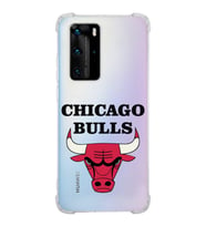 Huawei P40 Pro Uyumlu Köşe Korumalı Antişok Kapak Chicago Bulls Tasarımlı Şeffaf  Kılıf