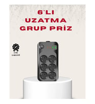 Mey İthalat® 6’lı Grup Priz Termal Korumalı USB Type-C Çoklu Priz 2 Metre Kablo