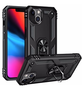 Uyumlu Model Apple iPhone 13 Mini Kılıf Yüzüklü Zırh Tank Vega (Siyah)