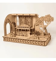 Japanese Tram Station Diorama Ahşap Maket Seti – Japon Tramvay İstasyonu Peri LED'li DIY Model