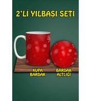 Yılbaşı Temalı Kupa ve Bardak Altlığı Seti