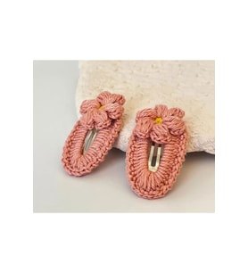 Amigurumi Örgü Çocuk Çiçek Toka Somon Pudra Tek Ebat