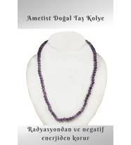 Nelleovana Ametist Doğal Taş Kolye ( Radyasyondan Ve Negatif Enerjiden Korur. ) 6 Mm ( Aa Kalite )