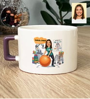 Kişiye Özel Karikatürlü Kadın Fizyoterapist Lüks Fincan Tıp Bayramı Hediyesi