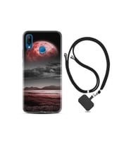 Huawei P20 Lite Kılıf Resimli Desenli Silikon Boyun Askılı Red World 1836