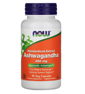 NOW Foods Asvaganda Standardized Extract 450mg 90 Vegie Capsul.Abd Menşei.